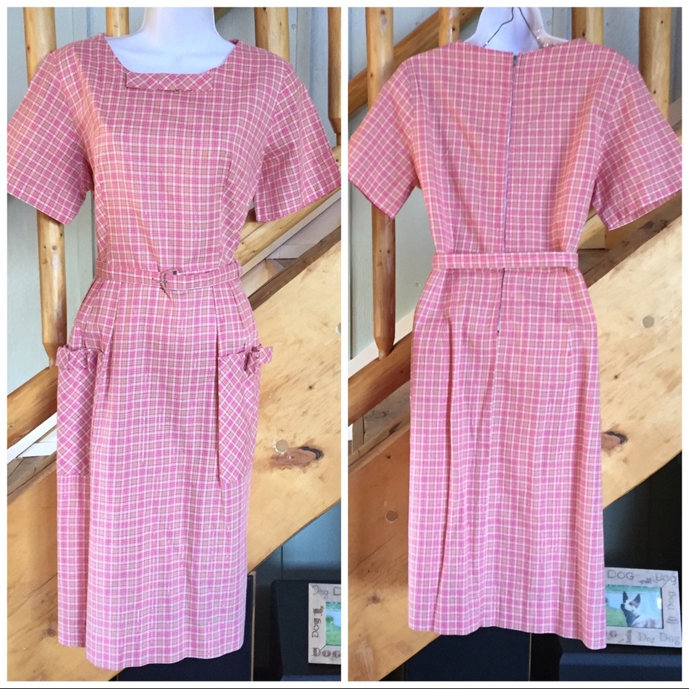 Vintage Pink Plaid Dress